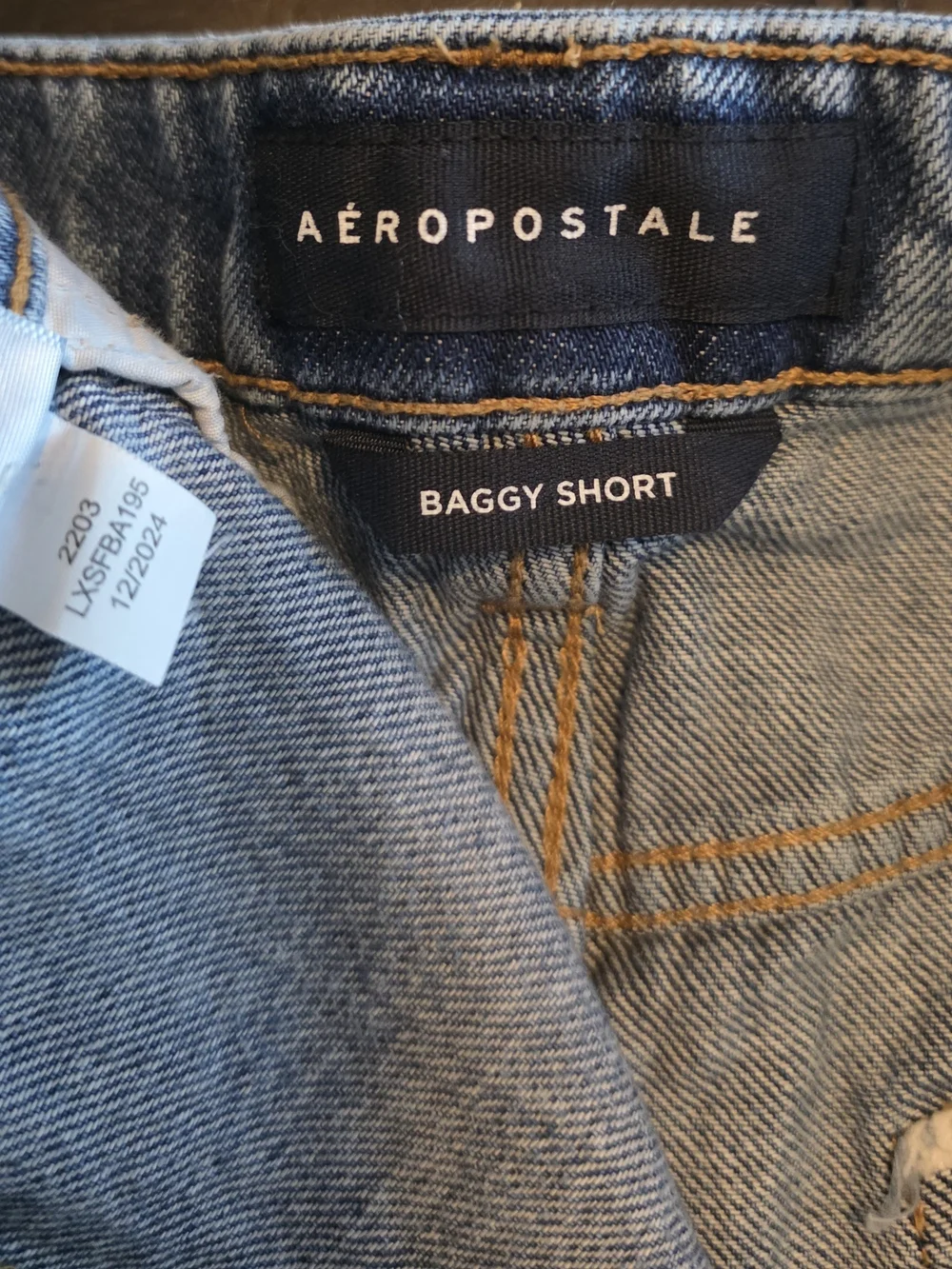 Aeropostale Denim Baggy Shorts in Light Blue with Contrast Stitching